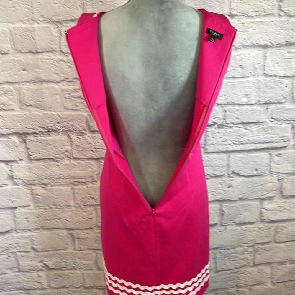 Talbots Adorable Pink Midi Dress with White Zig Zag Trim Details - Picture 5 of 7